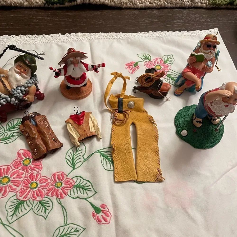 Santa Cowboy Themed Ornaments and Figures